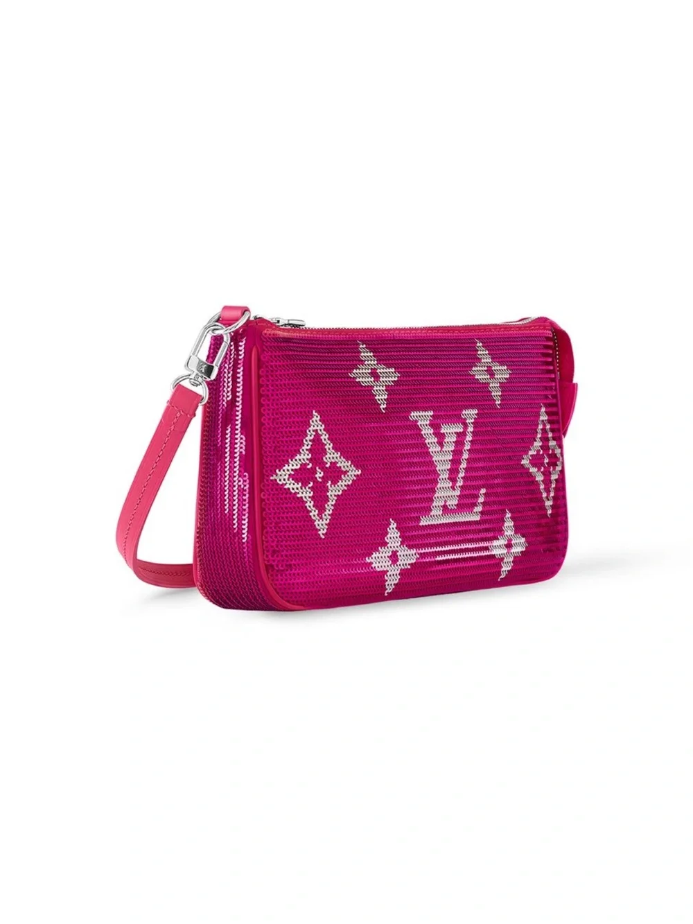 NEW Louis Vuitton Pink Sequins Giant Monogram Pochette Accessoires